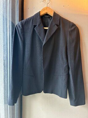 Mastina Gray Skirt Suit Set Blazer & Wrap Skirt Japanese Fabric Size 34